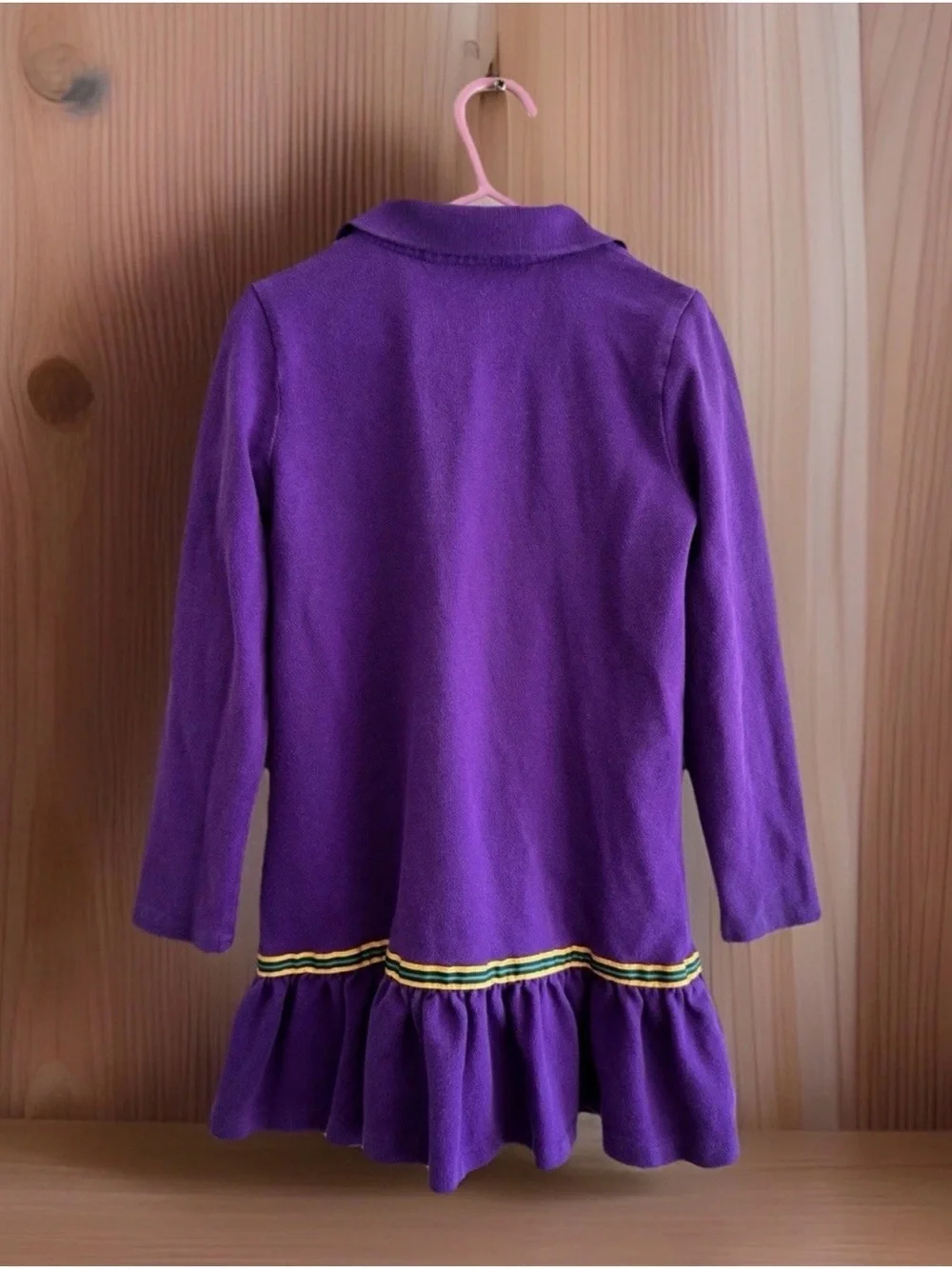 Ralph Lauren Purple Long-Sleeve Polo Dress with Green Logo